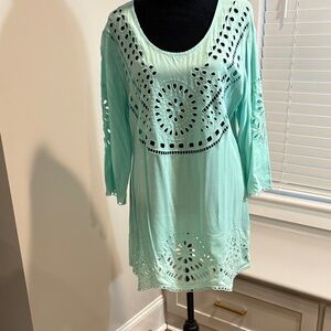 Mint Green Crochet Tunic Dress